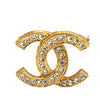Chanel Gold Plated CC Rhinestone Brooch Secondhand