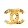 Chanel Gold Plated CC Rhinestone Brooch Secondhand