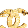 Chanel Gold Plated CC Rhinestone Brooch Secondhand