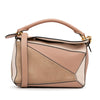 LOEWE Small Tricolor Calfskin and Suede Puzzle Satchel Secondhand