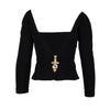 Secondhand Collection Privée Top with Jewelled Brooch - '10s