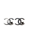 Chanel Silver Plated CC Rhinestone Push Back Earrings Secondhand