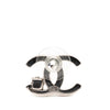 Chanel Silver Plated CC Rhinestone Push Back Earrings Secondhand