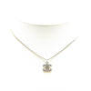 Chanel Silver Plated CC Rhinestones Pendant Necklace Secondhand