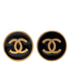 Chanel CC Gold Plated and Enamel Button Clip On Earrings Secondhand