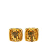 Secondhand Chanel Gold Plated CC Quilted Square Clip on Earrings