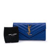 Saint Laurent Grain De Poudre Matelasse Chevron Monogram Flap Wallet Secondhand