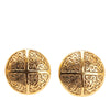 Chanel Gold Plated Camellia Cross Dome Clip On Earrings Secondhand