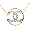 Chanel CC Gold Plated Strass Round Pendant Necklace Secondhand