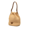 Prada Mini Raffia Crochet Logo Embroidered Bucket Bag Secondhand