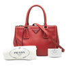 Prada Small City Calf Hand Stitched Galleria Double Zip Satchel Secondhand