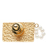 Chanel CC Gold Plated Choco Bar Enamel and Faux Pearl Flap Bag Brooch Secondhand