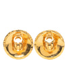 Chanel CC Quilted Gold Plated Round Clip On Earrings Secondhand
