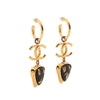 Chanel CC Gold Plated Resin Hoop Drop Pendant Earrings Secondhand