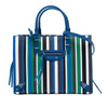 Balenciaga Mini Leather Striped Papier A6 Zip Around Satchel Secondhand