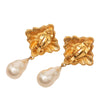 Chanel CC Gold Plated Faux Pearl Drop Clip On Earrings Secondhand