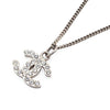 Chanel CC Silver Rhinestones Pendant Necklace Secondhand