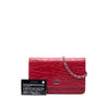 Chanel CC Embossed Lambskin Camellia Wallet On Chain Secondhand