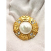 Chanel CC Gold Plated Faux Pearl and Strass Round Clip On Earrings Secondhand