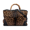 Gucci Large Pony Hair Leopard Print Bamboo Shopper Tote Secondhand