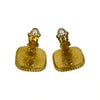 Chanel CC Gold Plated Enamel Square Clip On Earrings Secondhand
