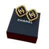 Chanel CC Gold Plated Enamel Square Clip On Earrings Secondhand