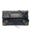 Balenciaga Goatskin Motocross Classic Metallic Edge Envelope Clutch with Strap Secondhand