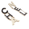 Chanel Gold Plated and Enamel Cha-Nel Logo Drop Push Back Earrings Secondhand