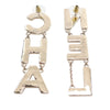 Chanel Gold Plated and Enamel Cha-Nel Logo Drop Push Back Earrings Secondhand