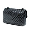 Secondhand Chanel Small Classic Chevron Patent So Black Double Flap
