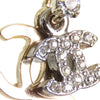 Secondhand Chanel Gold and Silver Plated CC Rhinestones Drop Push Back Earrings