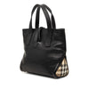 Burberry Small House Check Trimmed Grainy Calfskin Horn Toggle Tote Secondhand