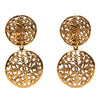 Chanel CC Gold Plated Filigree Double Orbs Dangle Clip On Earrings Secondhand