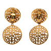 Chanel CC Gold Plated Filigree Double Orbs Dangle Clip On Earrings Secondhand