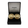 Chanel Gold Plated Rue Cambon Medallion Clip On Earrings Secondhand