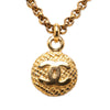 Secondhand Chanel CC Gold Plated Woven Round Pendant Necklace