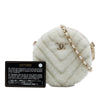 Chanel CC Chevron Shearling Round Clutch with Chain Secondhand