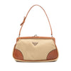Secondhand Prada Leather Trimmed Tessuto Kisslock Frame Pochette