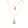 Louis Vuitton Gold Plated Strass Padlock and Key Pendant Necklace Secondhand