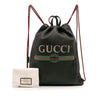 Secondhand Gucci Leather Logo Drawstring Backpack