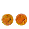 Chanel Gold Plated Resin CC Camellia Button Clip On Earrings Secondhand