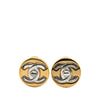 Chanel Gold Plated CC Turnlock Round Clip On Earrings Secondhand