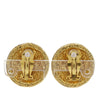 Chanel Gold Plated Rue Cambon Crest Clip On Earrings Secondhand