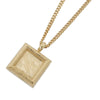 Chanel Gold Plated Rhinestone CC Square Pendant Necklace Secondhand