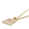 Chanel Gold Plated Rhinestone CC Square Pendant Necklace Secondhand