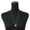 Chanel Gold Plated Rhinestone CC Square Pendant Necklace Secondhand