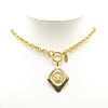 Chanel Gold Plated CC Diamond Shape Pendant Necklace Secondhand