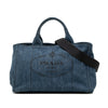 Prada Large Denim Canapa Logo Satchel Secondhand