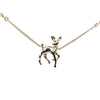 Chanel CC Gold Plated Faux Pearl and Strass Deer Pendant Necklace Secondhand