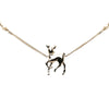 Chanel CC Gold Plated Faux Pearl and Strass Deer Pendant Necklace Secondhand